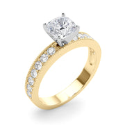 Couture Diamond Eng-Ring Round Diamond Engagement Ring in 10K/14K gold and platinum with certified lab-grown or natural diamonds