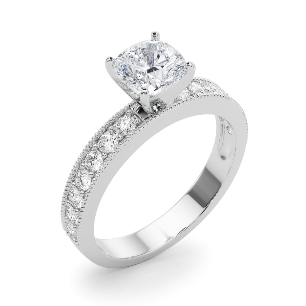 Couture Diamond Eng-Ring Round Diamond Engagement Ring in 10K/14K gold and platinum with certified lab-grown or natural diamonds