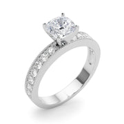 Couture Diamond Eng-Ring Round Diamond Engagement Ring in 10K/14K gold and platinum with certified lab-grown or natural diamonds