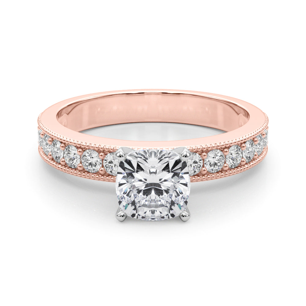 Couture Diamond Eng-Ring Round Diamond Engagement Ring in 10K/14K gold and platinum with certified lab-grown or natural diamonds