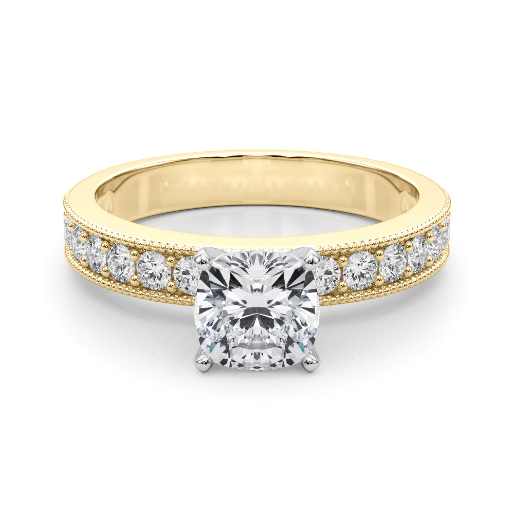 Couture Diamond Eng-Ring Round Diamond Engagement Ring in 10K/14K gold and platinum with certified lab-grown or natural diamonds