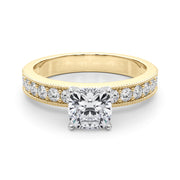 Couture Diamond Eng-Ring Round Diamond Engagement Ring in 10K/14K gold and platinum with certified lab-grown or natural diamonds