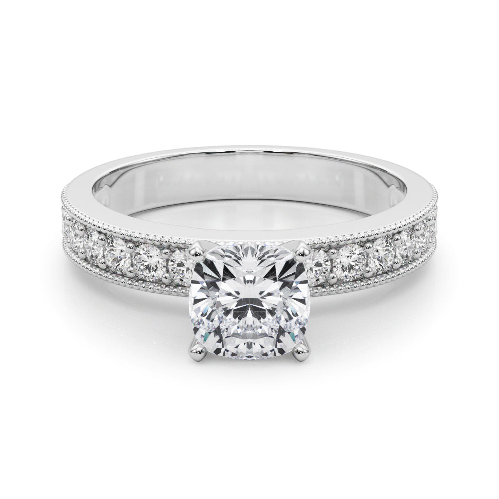 Couture Diamond Eng-Ring Round Diamond Engagement Ring in 10K/14K gold and platinum with certified lab-grown or natural diamonds