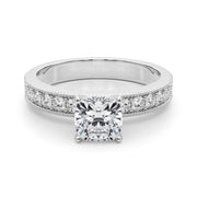 Couture Diamond Eng-Ring Round Diamond Engagement Ring in 10K/14K gold and platinum with certified lab-grown or natural diamonds