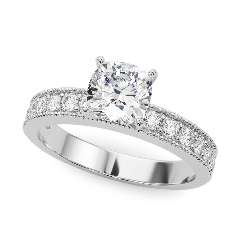 Couture Diamond Eng-Ring Round Diamond Engagement Ring in 10K/14K gold and platinum with certified lab-grown or natural diamonds