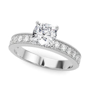 Couture Diamond Eng-Ring Round Diamond Engagement Ring in 10K/14K gold and platinum with certified lab-grown or natural diamonds