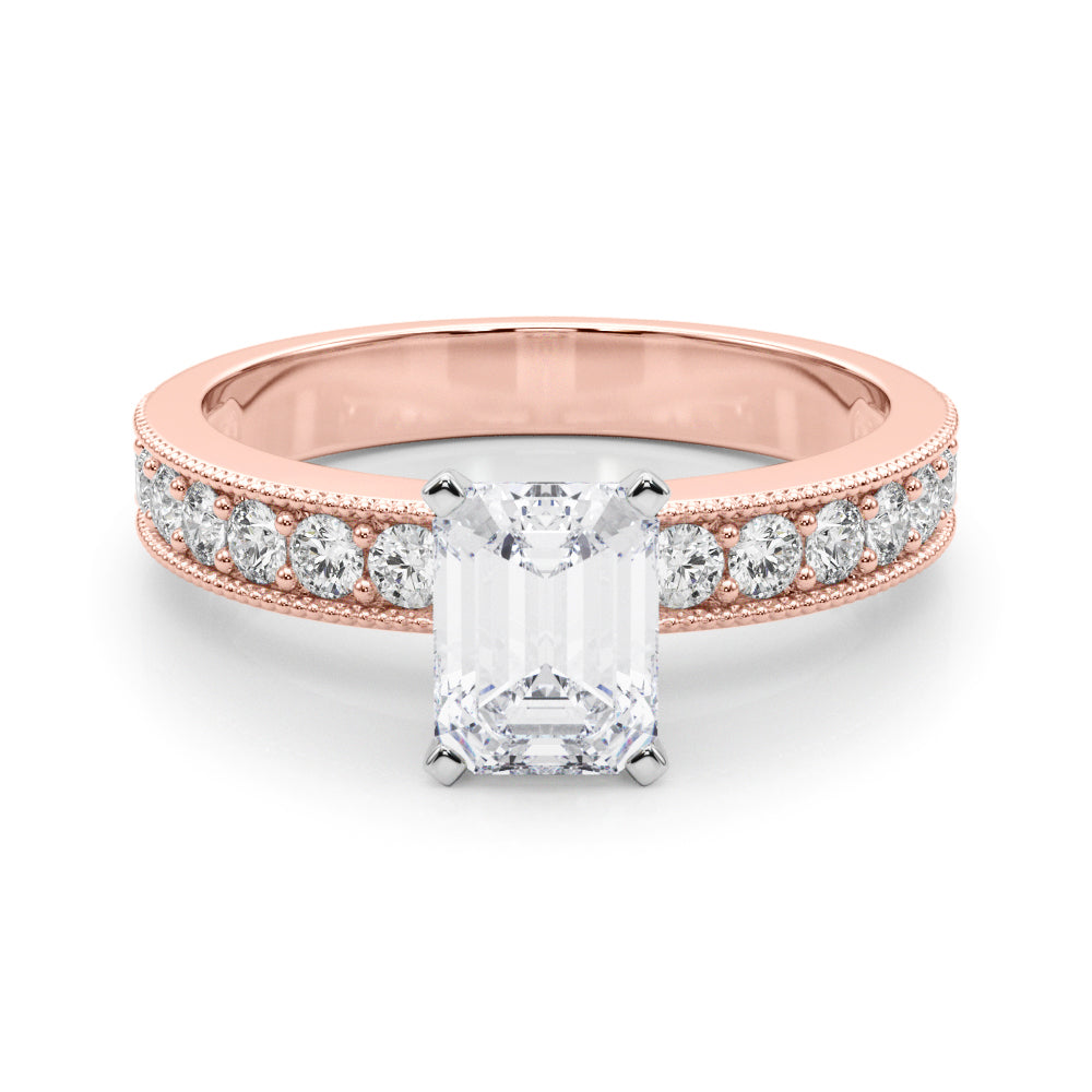 Couture Diamond Eng-Ring Round Diamond Engagement Ring in 10K/14K gold and platinum with certified lab-grown or natural diamonds