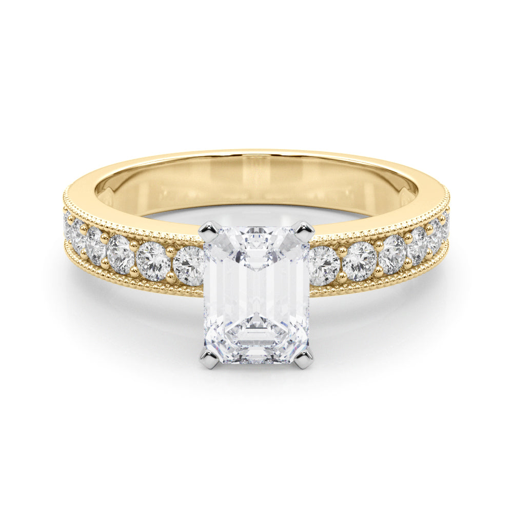 Couture Diamond Eng-Ring Round Diamond Engagement Ring in 10K/14K gold and platinum with certified lab-grown or natural diamonds