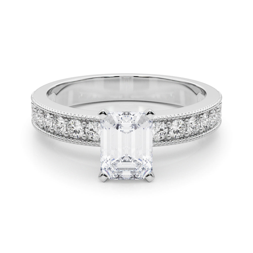 Couture Diamond Eng-Ring Round Diamond Engagement Ring in 10K/14K gold and platinum with certified lab-grown or natural diamonds