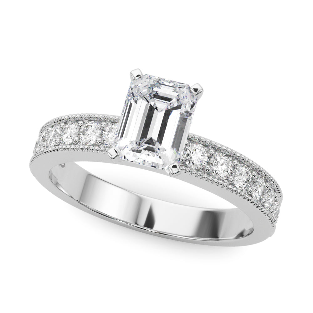 Couture Diamond Eng-Ring Round Diamond Engagement Ring in 10K/14K gold and platinum with certified lab-grown or natural diamonds