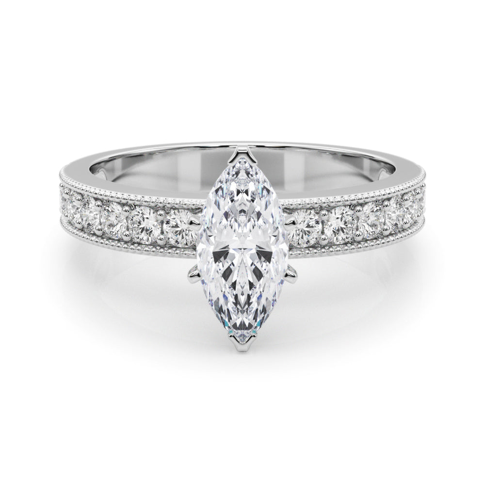 Couture Diamond Eng-Ring Round Diamond Engagement Ring in 10K/14K gold and platinum with certified lab-grown or natural diamonds