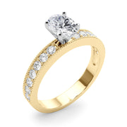 Couture Diamond Eng-Ring Round Diamond Engagement Ring in 10K/14K gold and platinum with certified lab-grown or natural diamonds