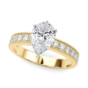 Couture Diamond Eng-Ring Round Diamond Engagement Ring in 10K/14K gold and platinum with certified lab-grown or natural diamonds