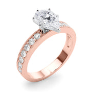 Couture Diamond Eng-Ring Round Diamond Engagement Ring in 10K/14K gold and platinum with certified lab-grown or natural diamonds