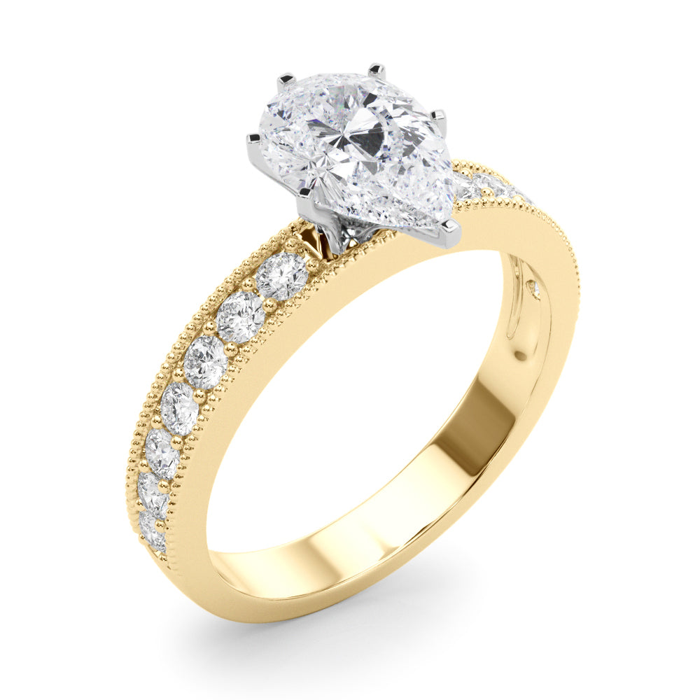 Couture Diamond Eng-Ring Round Diamond Engagement Ring in 10K/14K gold and platinum with certified lab-grown or natural diamonds