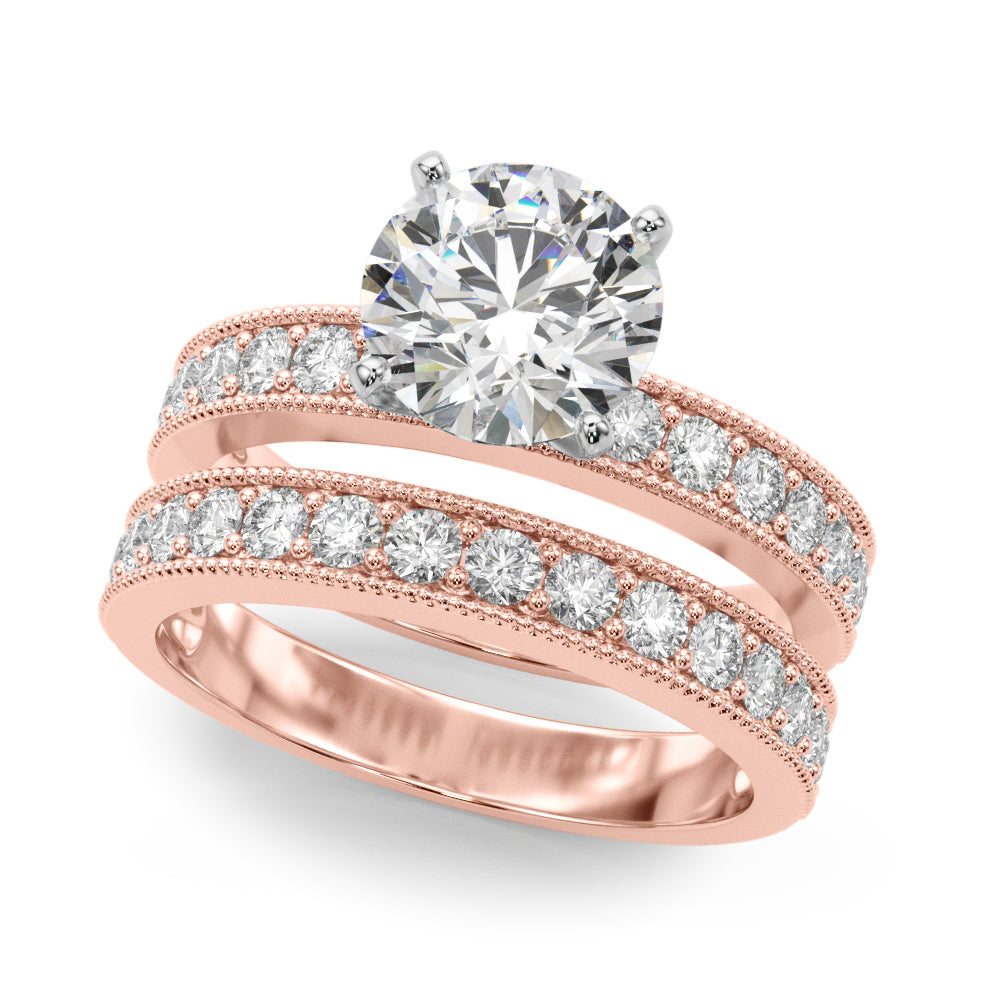 Couture Diamond Eng-Ring Round Diamond Engagement Ring in 10K/14K gold and platinum with certified lab-grown or natural diamonds