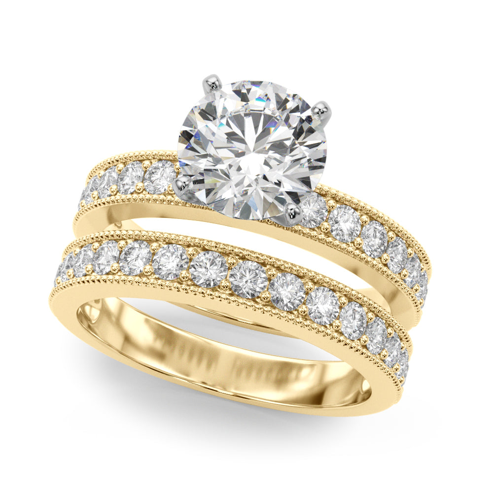 Couture Diamond Eng-Ring Round Diamond Engagement Ring in 10K/14K gold and platinum with certified lab-grown or natural diamonds