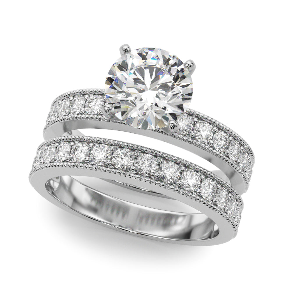 Couture Diamond Eng-Ring Round Diamond Engagement Ring in 10K/14K gold and platinum with certified lab-grown or natural diamonds