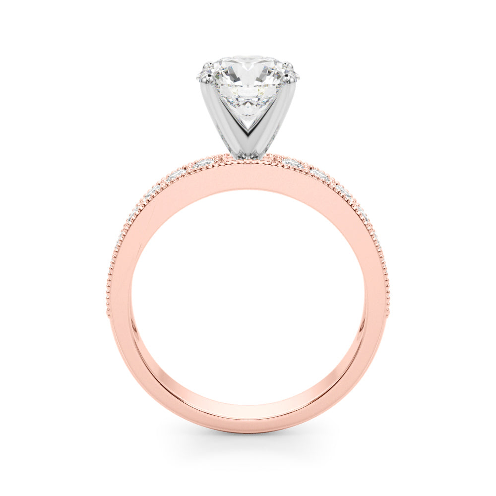Couture Diamond Eng-Ring Round Diamond Engagement Ring in 10K/14K gold and platinum with certified lab-grown or natural diamonds