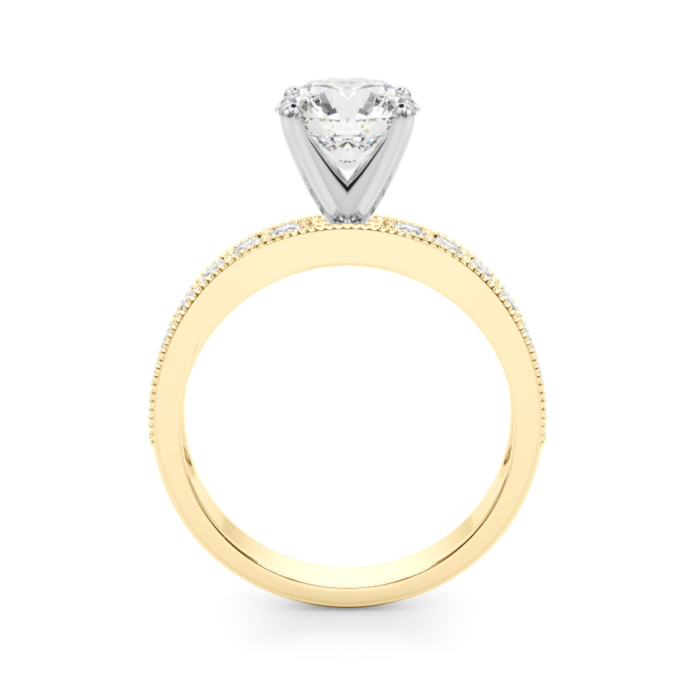 Couture Diamond Eng-Ring Round Diamond Engagement Ring in 10K/14K gold and platinum with certified lab-grown or natural diamonds