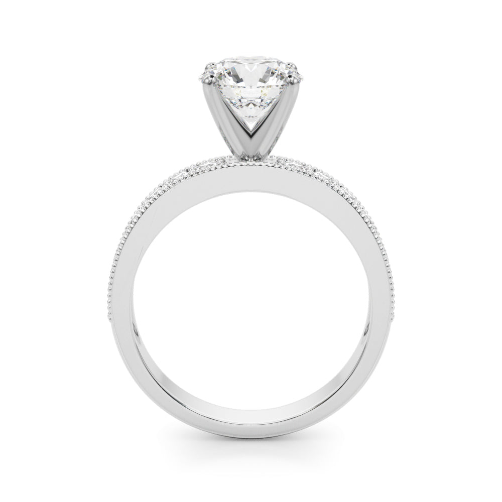 Couture Diamond Eng-Ring Round Diamond Engagement Ring in 10K/14K gold and platinum with certified lab-grown or natural diamonds