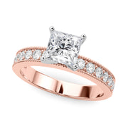 Couture Diamond Eng-Ring Round Diamond Engagement Ring in 10K/14K gold and platinum with certified lab-grown or natural diamonds