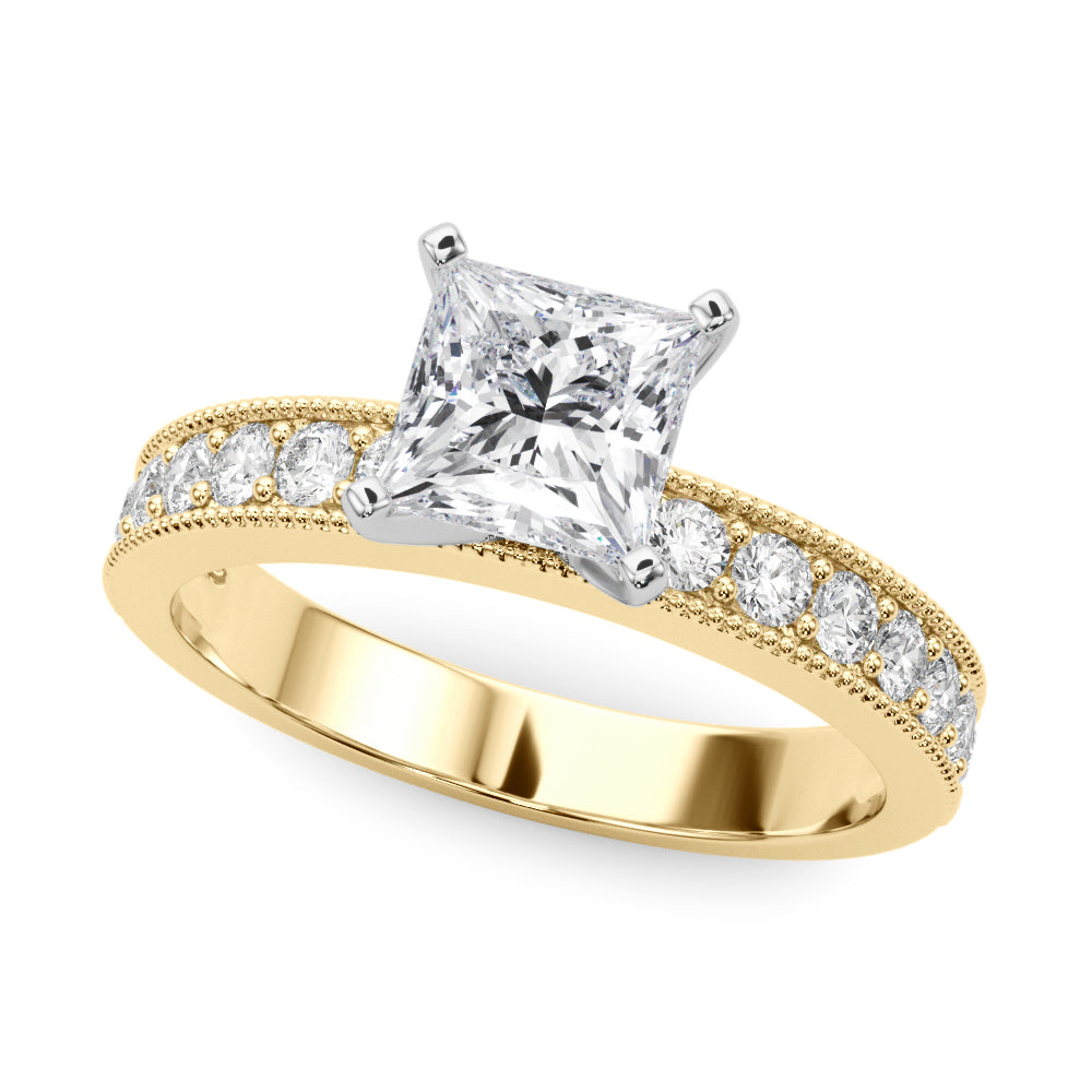 Couture Diamond Eng-Ring Round Diamond Engagement Ring in 10K/14K gold and platinum with certified lab-grown or natural diamonds