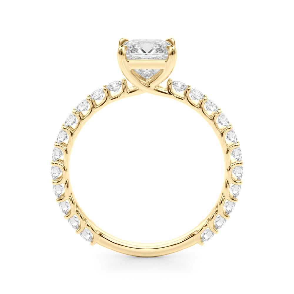 Romantic Sidestone Princess Diamond Engagement Ring in 10K/14K gold and platinum with certified lab-grown or natural diamonds