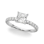 Romantic Sidestone Princess Diamond Engagement Ring in 10K/14K gold and platinum with certified lab-grown or natural diamonds