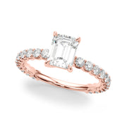 Statement Sidestone Emerald Diamond Engagement Ring in 10K/14K gold and platinum with certified lab-grown or natural diamonds