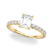 Statement Sidestone Emerald Diamond Engagement Ring in 10K/14K gold and platinum with certified lab-grown or natural diamonds