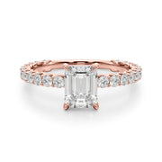 Statement Sidestone Emerald Diamond Engagement Ring in 10K/14K gold and platinum with certified lab-grown or natural diamonds