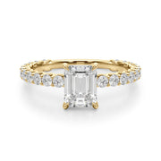 Statement Sidestone Emerald Diamond Engagement Ring in 10K/14K gold and platinum with certified lab-grown or natural diamonds