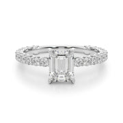Statement Sidestone Emerald Diamond Engagement Ring in 10K/14K gold and platinum with certified lab-grown or natural diamonds