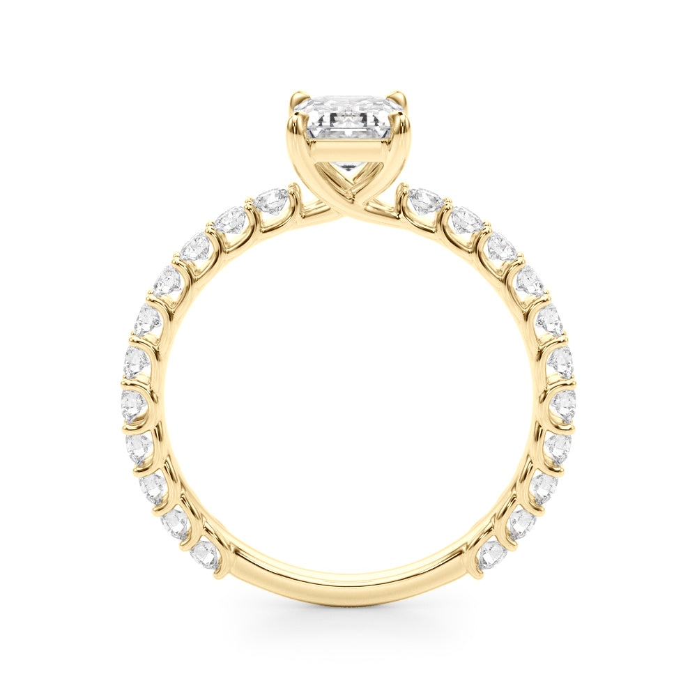 Statement Sidestone Emerald Diamond Engagement Ring in 10K/14K gold and platinum with certified lab-grown or natural diamonds