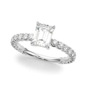 Statement Sidestone Emerald Diamond Engagement Ring in 10K/14K gold and platinum with certified lab-grown or natural diamonds