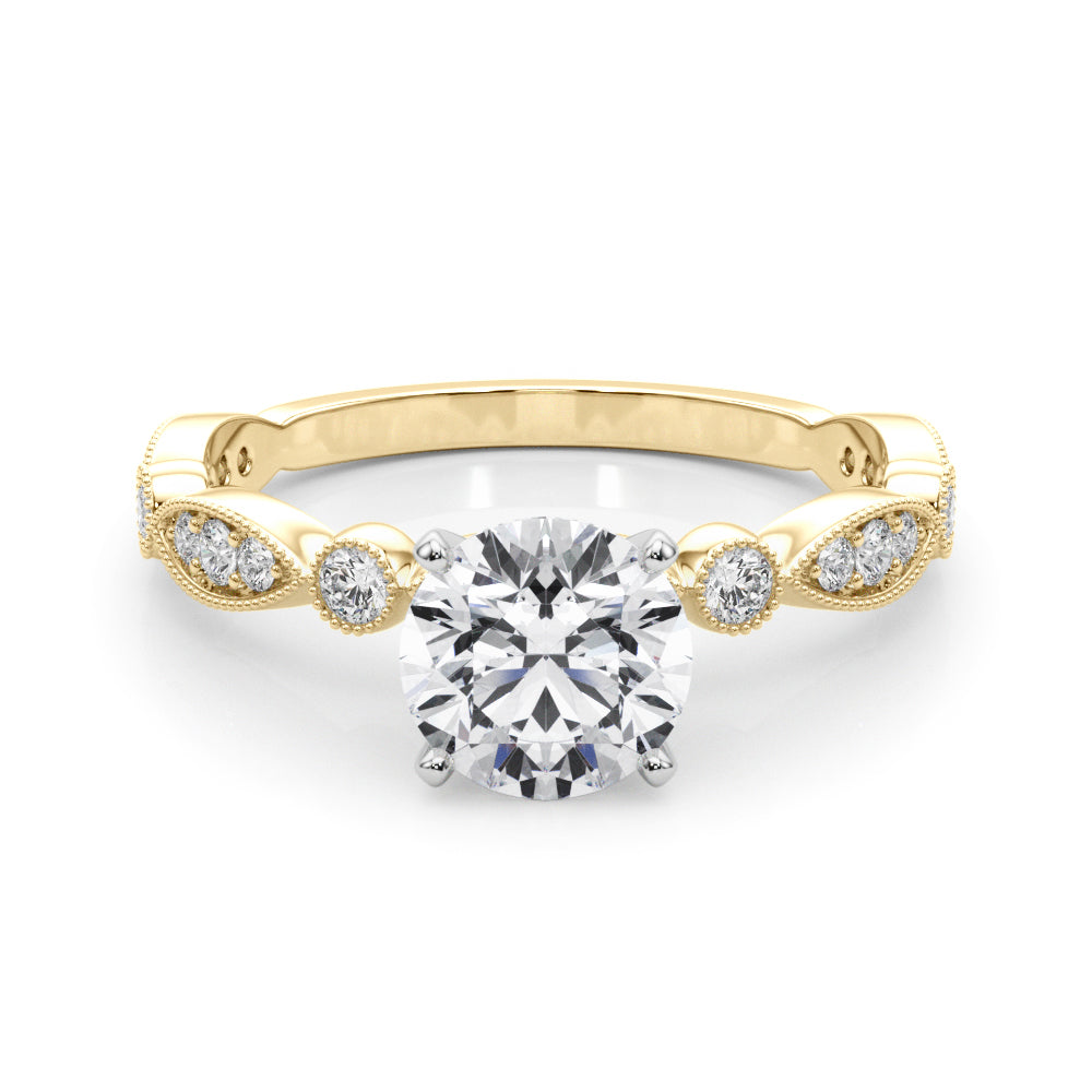 Pristine Sidestone Round Diamond Engagement Ring in 10K/14K gold and platinum with certified lab-grown or natural diamonds