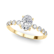 Elegant Single Row Shared Pr Eng Ring Oval Diamond Engagement Ring in 10K/14K gold and platinum with certified lab-grown or natural diamonds
