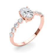 Elegant Single Row Shared Pr Eng Ring Oval Diamond Engagement Ring in 10K/14K gold and platinum with certified lab-grown or natural diamonds