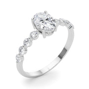Elegant Single Row Shared Pr Eng Ring Oval Diamond Engagement Ring in 10K/14K gold and platinum with certified lab-grown or natural diamonds