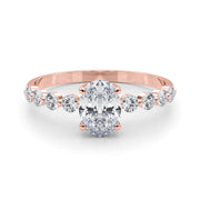 Elegant Single Row Shared Pr Eng Ring Oval Diamond Engagement Ring in 10K/14K gold and platinum with certified lab-grown or natural diamonds