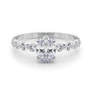 Elegant Single Row Shared Pr Eng Ring Oval Diamond Engagement Ring in 10K/14K gold and platinum with certified lab-grown or natural diamonds