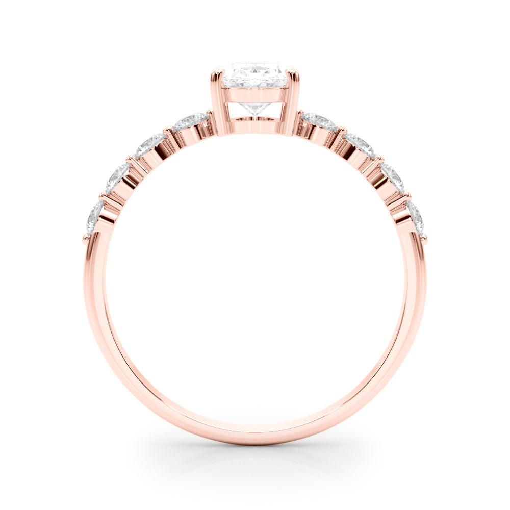 Elegant Single Row Shared Pr Eng Ring Oval Diamond Engagement Ring in 10K/14K gold and platinum with certified lab-grown or natural diamonds