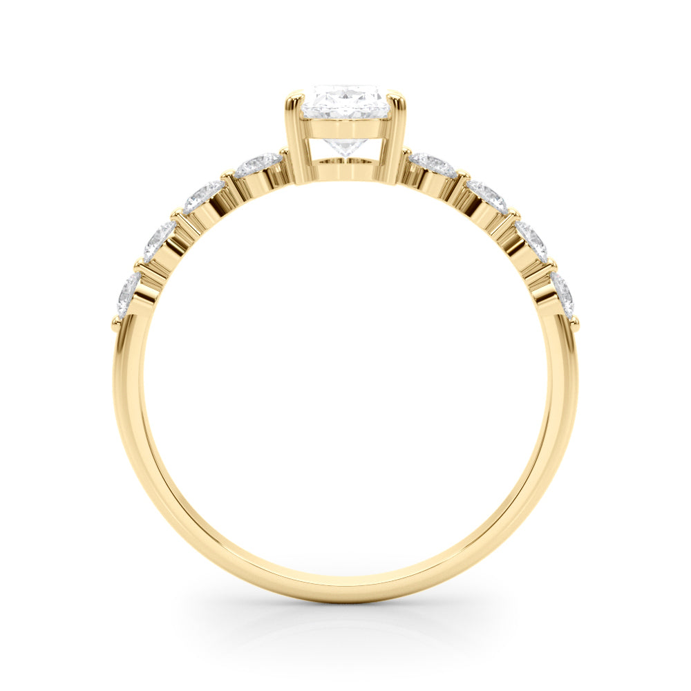 Elegant Single Row Shared Pr Eng Ring Oval Diamond Engagement Ring in 10K/14K gold and platinum with certified lab-grown or natural diamonds