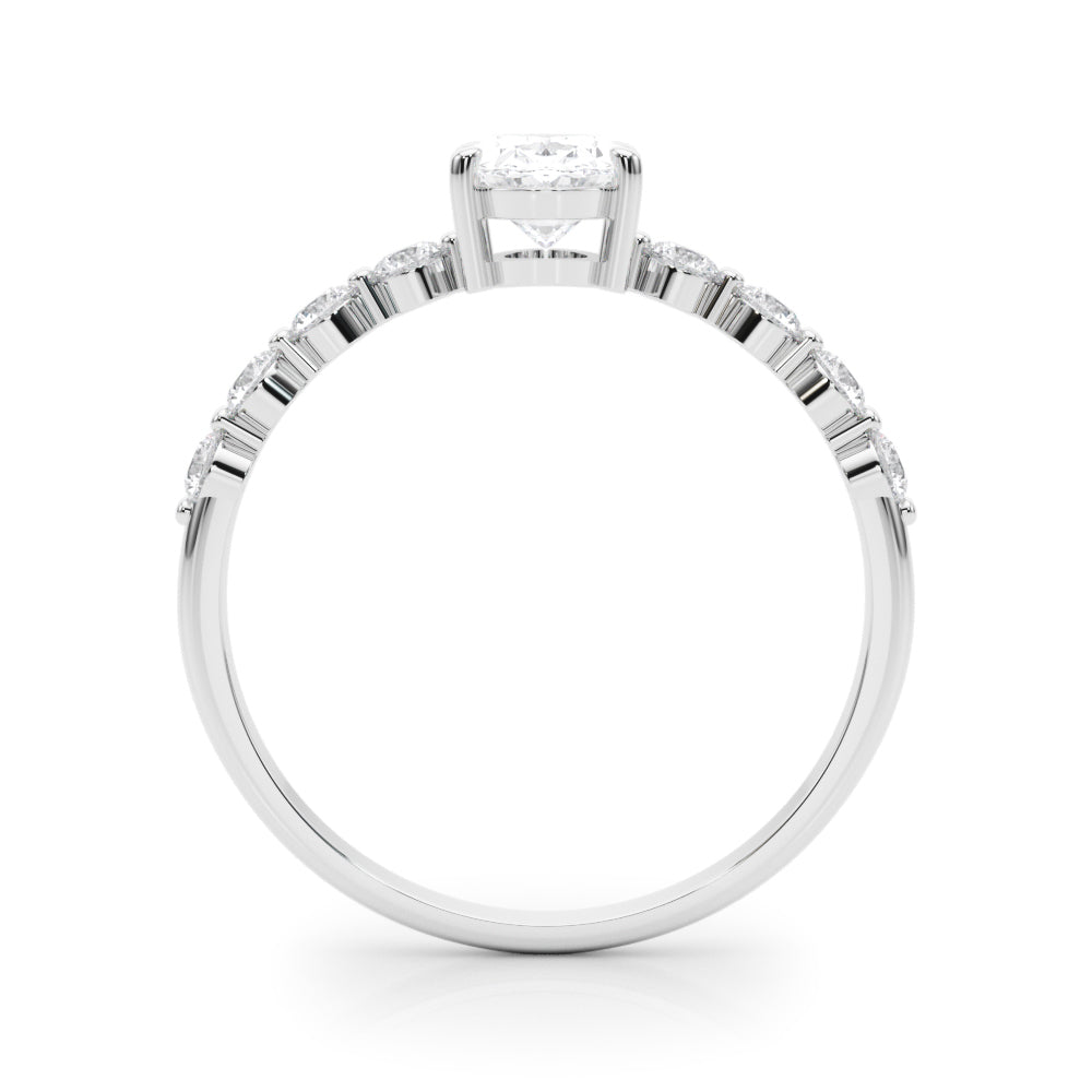 Elegant Single Row Shared Pr Eng Ring Oval Diamond Engagement Ring in 10K/14K gold and platinum with certified lab-grown or natural diamonds
