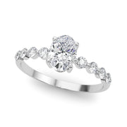 Elegant Single Row Shared Pr Eng Ring Oval Diamond Engagement Ring in 10K/14K gold and platinum with certified lab-grown or natural diamonds