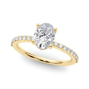 Timeless Hidden Halo Oval Single Row Oval Diamond Engagement Ring in 10K/14K gold and platinum with certified lab-grown or natural diamonds