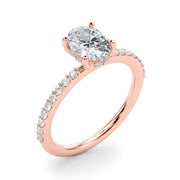 Timeless Hidden Halo Oval Single Row Oval Diamond Engagement Ring in 10K/14K gold and platinum with certified lab-grown or natural diamonds