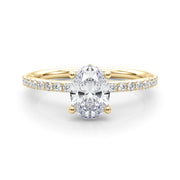Timeless Hidden Halo Oval Single Row Oval Diamond Engagement Ring in 10K/14K gold and platinum with certified lab-grown or natural diamonds