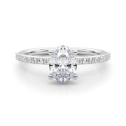 Timeless Hidden Halo Oval Single Row Oval Diamond Engagement Ring in 10K/14K gold and platinum with certified lab-grown or natural diamonds